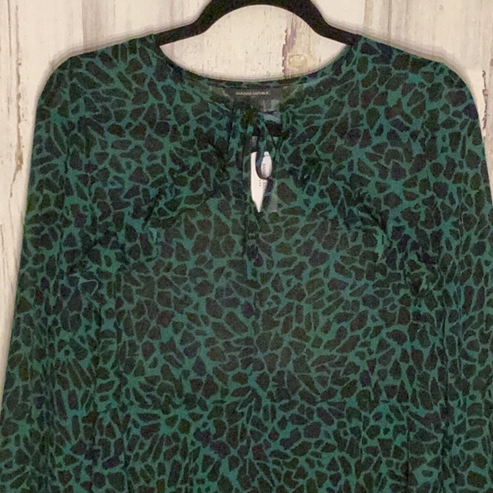 Banana Republic Green Animal Print Blouse Size S